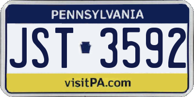PA license plate JST3592
