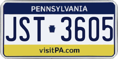 PA license plate JST3605