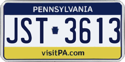 PA license plate JST3613