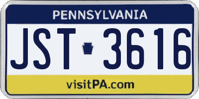 PA license plate JST3616