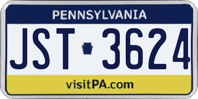 PA license plate JST3624