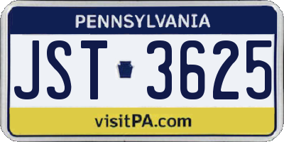PA license plate JST3625