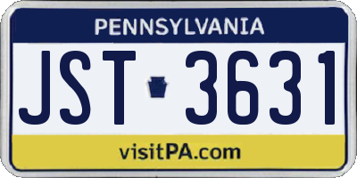 PA license plate JST3631
