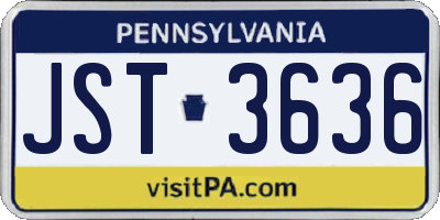 PA license plate JST3636