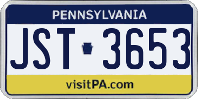 PA license plate JST3653