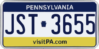 PA license plate JST3655