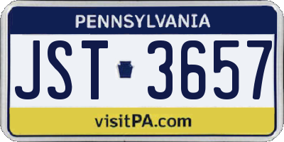 PA license plate JST3657