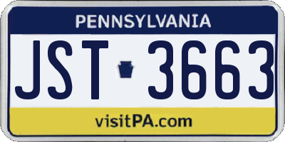 PA license plate JST3663