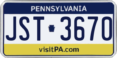 PA license plate JST3670