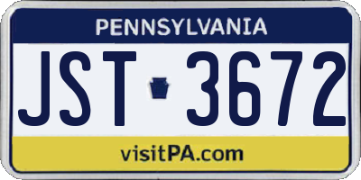 PA license plate JST3672
