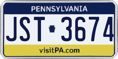 PA license plate JST3674