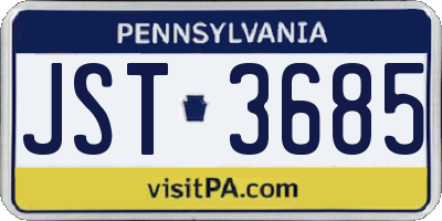 PA license plate JST3685
