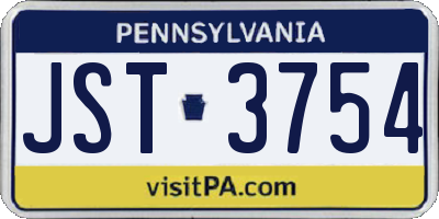 PA license plate JST3754
