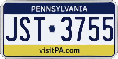PA license plate JST3755