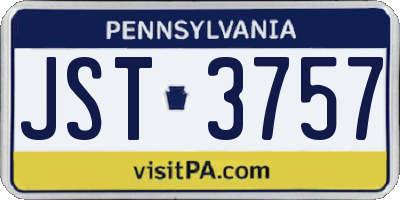 PA license plate JST3757