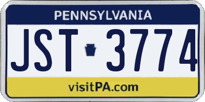 PA license plate JST3774