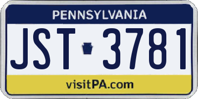 PA license plate JST3781