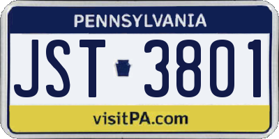 PA license plate JST3801