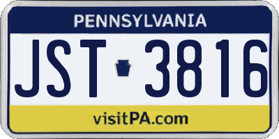 PA license plate JST3816
