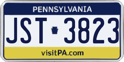 PA license plate JST3823