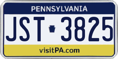 PA license plate JST3825