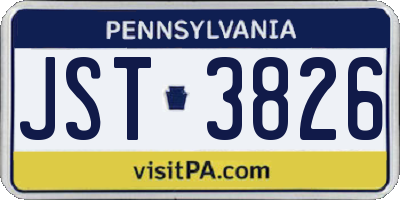 PA license plate JST3826