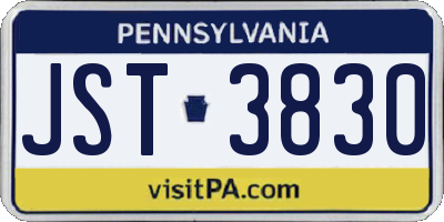 PA license plate JST3830