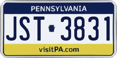 PA license plate JST3831