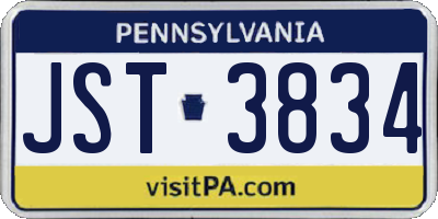 PA license plate JST3834