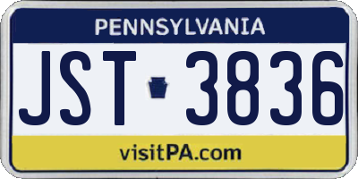 PA license plate JST3836
