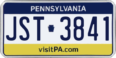 PA license plate JST3841