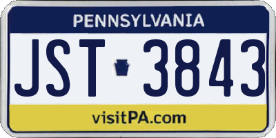 PA license plate JST3843