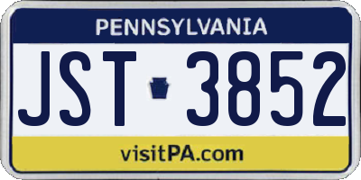 PA license plate JST3852