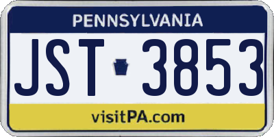 PA license plate JST3853