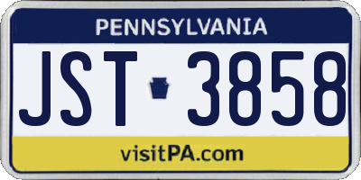 PA license plate JST3858