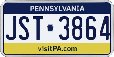 PA license plate JST3864