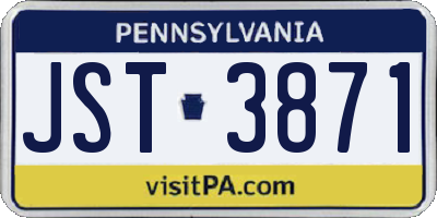 PA license plate JST3871