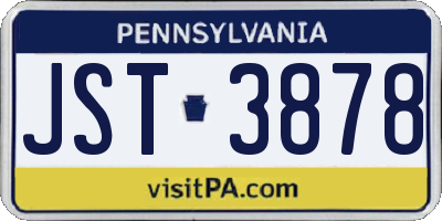 PA license plate JST3878