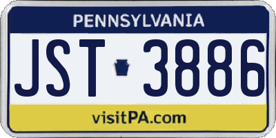PA license plate JST3886