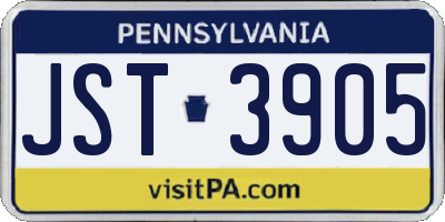 PA license plate JST3905