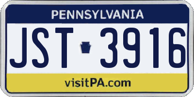 PA license plate JST3916