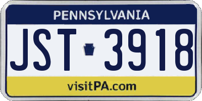 PA license plate JST3918