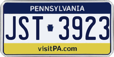 PA license plate JST3923