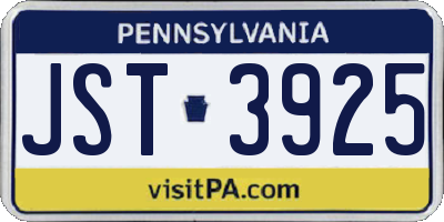 PA license plate JST3925