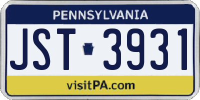 PA license plate JST3931