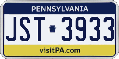 PA license plate JST3933