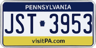 PA license plate JST3953