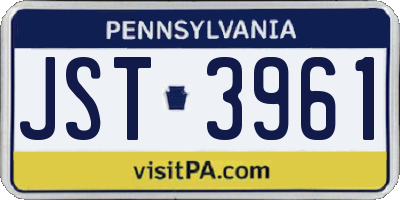 PA license plate JST3961