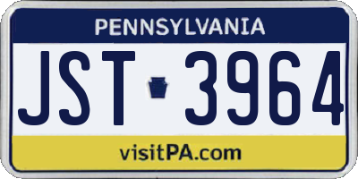 PA license plate JST3964