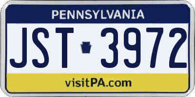 PA license plate JST3972